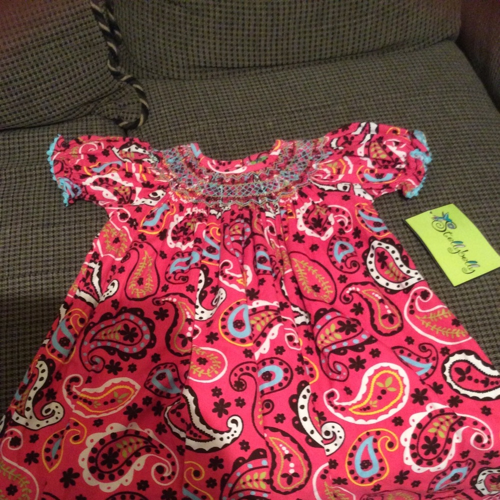 NWT Stelly Belly 4T Smocked Cord Dress